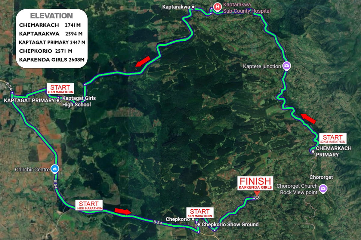 kaptagat Marathon route map